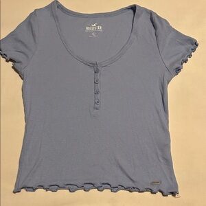 Hollister Women's Light Blue Ribbed Tee
